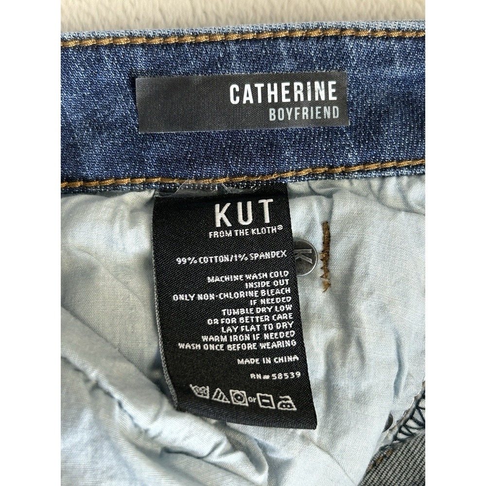 KUT from the Kloth Catherine Boyfriend Jeans Size 12 Mid Rise Medium Dark Wash - Picture 4 of 9